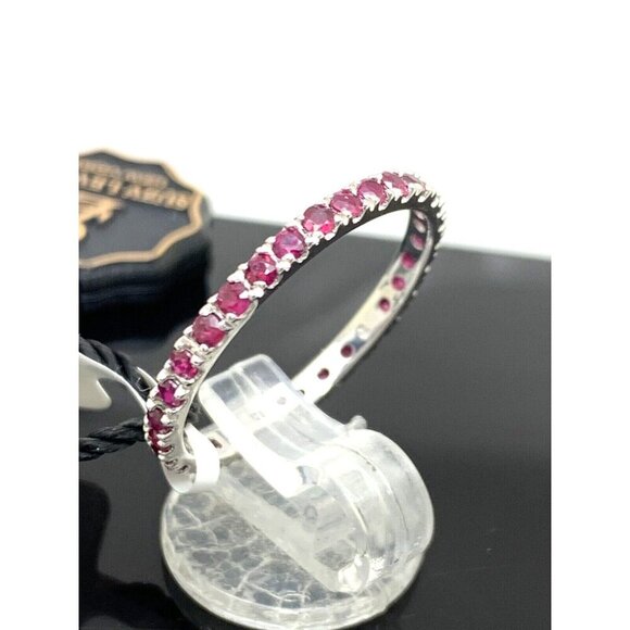 Suzy Levian Eternity Ring 14k White Gold Ruby 2mm Wedding Band Women's S… - Picture 3 of 14